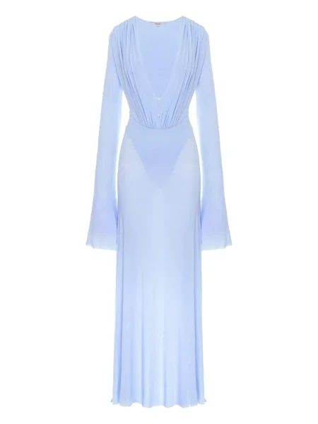 Rochie maxi Manuri drapată lungă de costum albastru