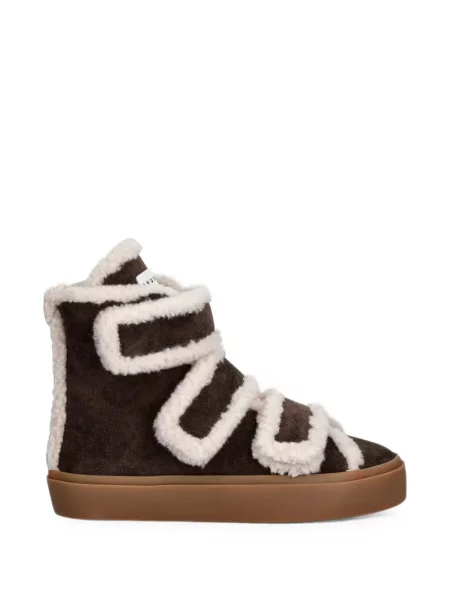 Sneakerși Inuikii cu bretele din piele de oaie maro