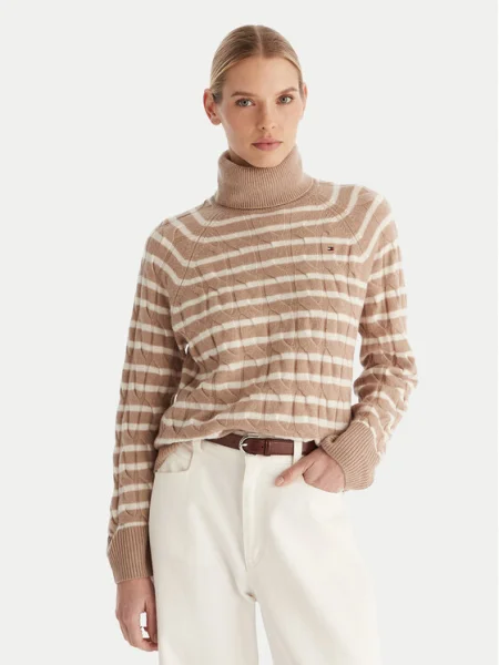 Tommy Hilfiger Bluză cu gât bej