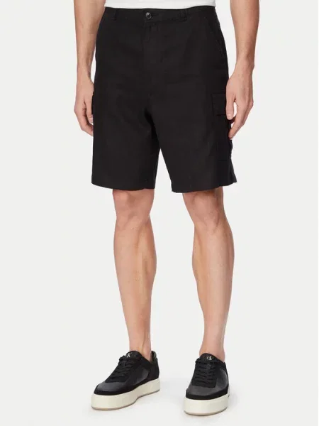 Šortky z materiálu Calvin Klein Jeans černé