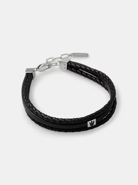 Usnjena zapestnica Maserati LEATHER črna