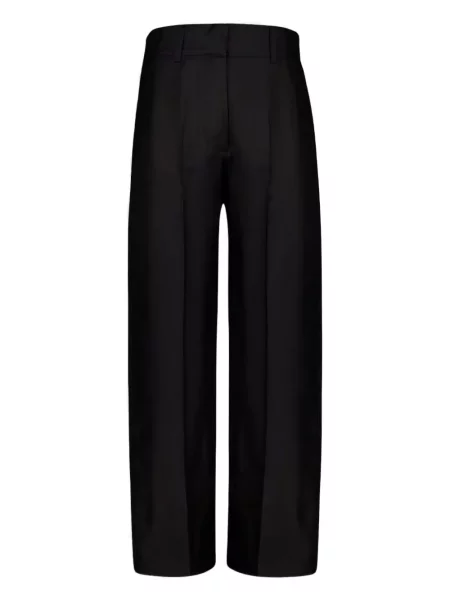 Pantaloni Paula de mătase plisate negru