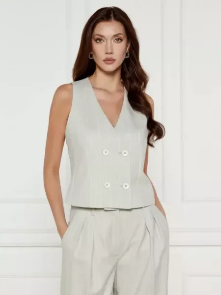 Marc Cain Vestă cu adaos de lână gri