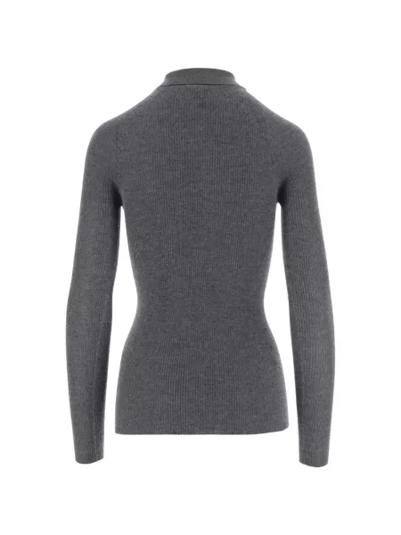 Lung tricou polo Sa Su Phi tricotate gri