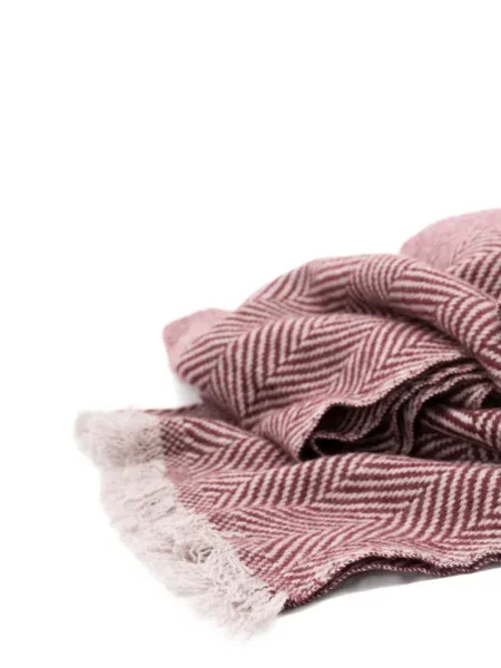 Fular Brunello Cucinelli din cașmir cu model herringbone roșu