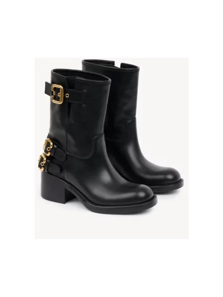 Buty do kostki Chloe skórzane czarne
