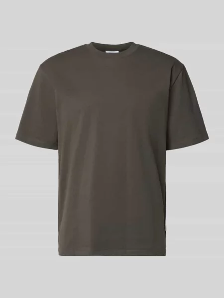 Oversized t-shirt z okrągłym dekoltem Lindbergh brązowa