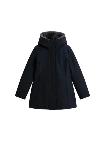 Parka Woolrich ze sztucznego futra niebieska
