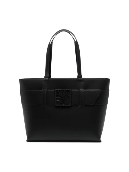 Lniana shopperka Armani Exchange czarna