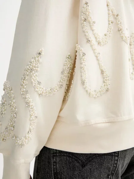 Кофта Barrow з капюшоном з аплікацією бежевий