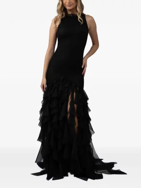 Rochie Monarh cu volane din dantelă negru