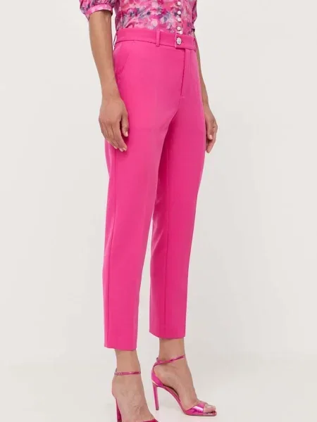 Custommade pantaloni femei drept high waist roz