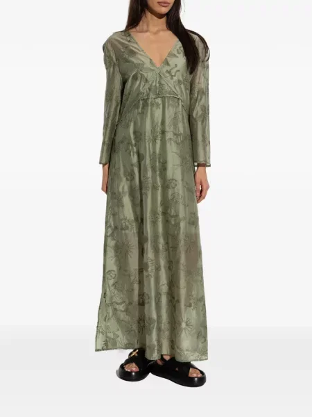 Rochie maxi Munthe cu broderie verde