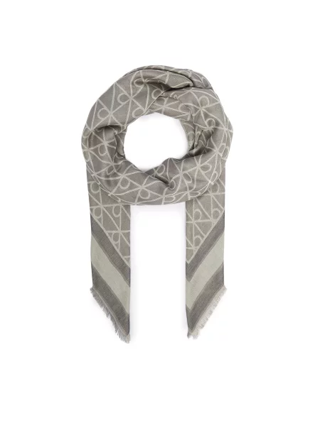 Calvin Klein Šál/Šatka Emblem Aop Jacquard Square Scarf Tmavomodrá sivá