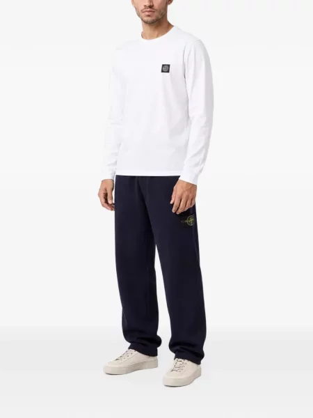 Joggery Stone Island wełniane z kamieniami ze sznurkiem niebieskie