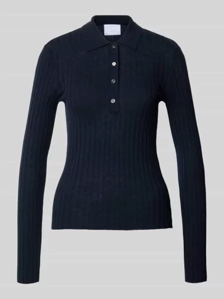 Koszulka henley z wełny Style Icon Collection granatowa