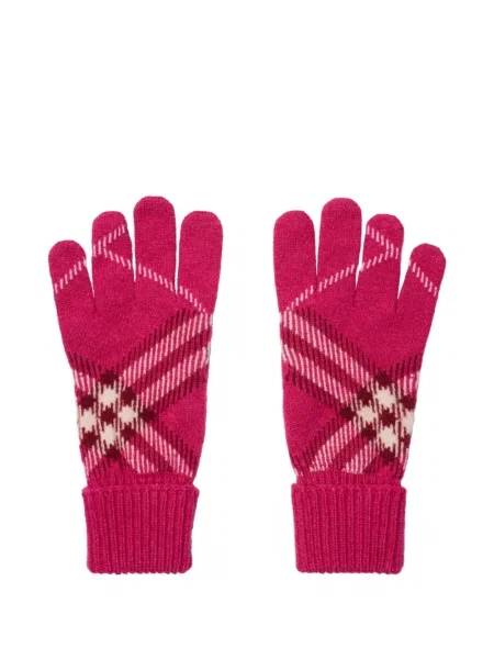 Rękawiczki Burberry w kratę różowe