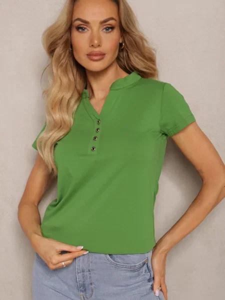 T-shirt z przy Dekolcie Wialina zielony