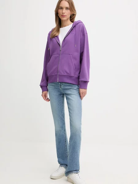 Calvin Klein Jeans bluza z kapturem gładka fioletowy