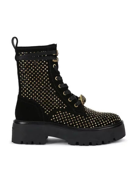Велурени кубинки Kurt Geiger London Chelsea Perf Boot с равна подметка черно