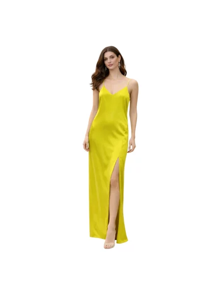 Sukienka Simona Corsellini z dekoltem w serek żółta