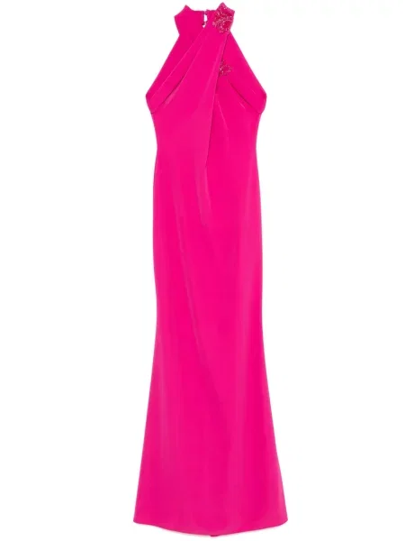Rochie maxi Cristallini de cristal de costum roz