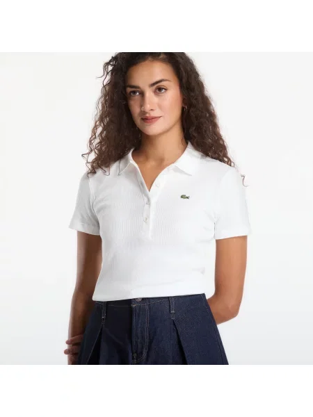 Gulerat tricou polo Lacoste alb