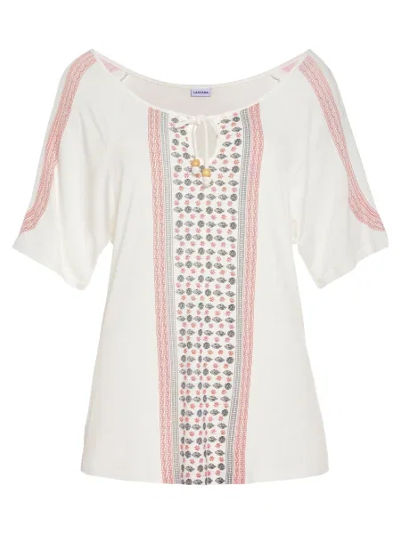 LASCANA Tricou roșu / negru alb