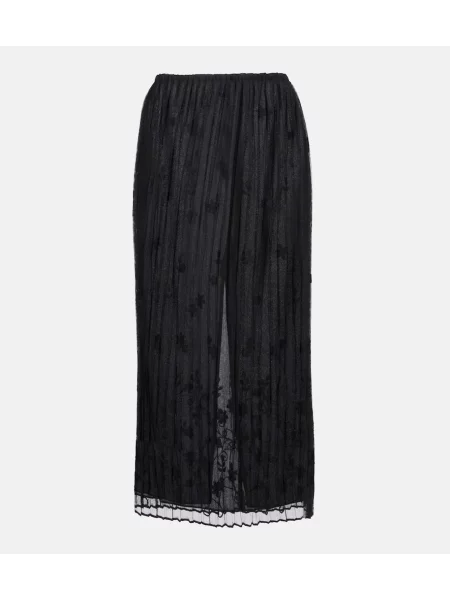 Haftowana spódnica midi Toteme tiulowa do kolan czarna