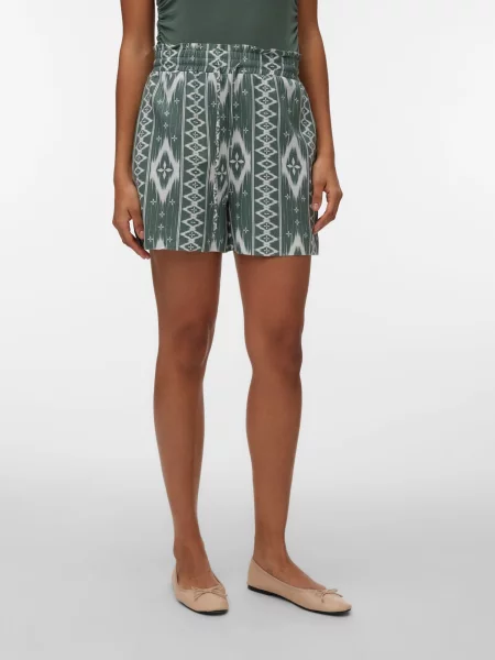 VERO MODA Pantaloni VMMYMILO verde smarald alb