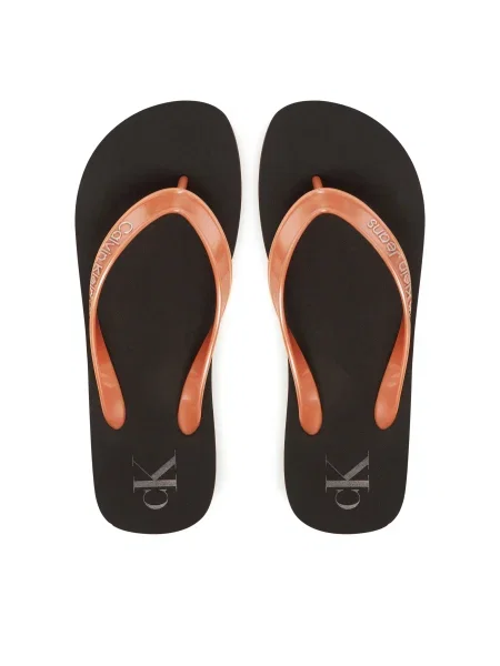 Джапанки Calvin Klein Jeans BEACH SANDAL MONOLOGO TPU с равна подметка оранжево