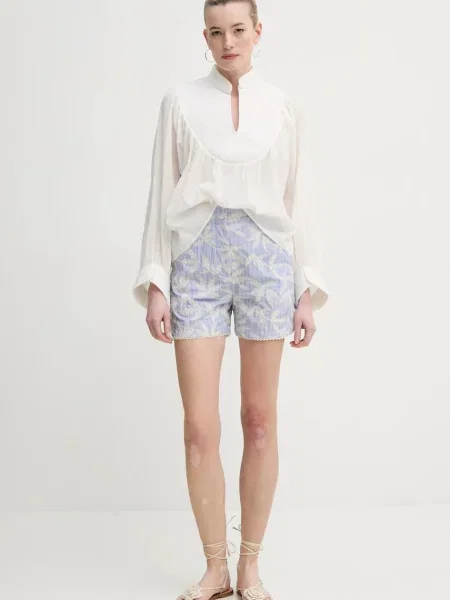 MUNTHE szorty FIDELMA wzorzyste high waist niebieski