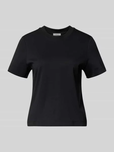 T-shirt o pudełkowym kroju z czystej bawełny S.oliver czarna