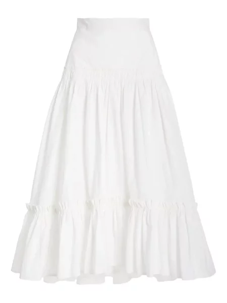 Fustă midi Cara Cara până la genunchi alb