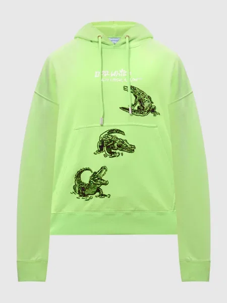 Худі з логотипом з кристалів Off-white зелене