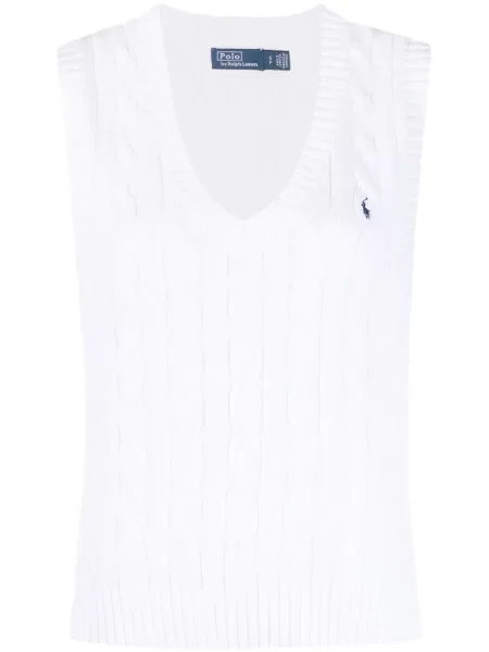 Плетена костюм шапка с козирки Polo Ralph Lauren бродирана бяло