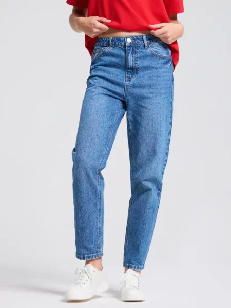 Джинси мом DIVERSE Manmo бавовна/еластан блакитний