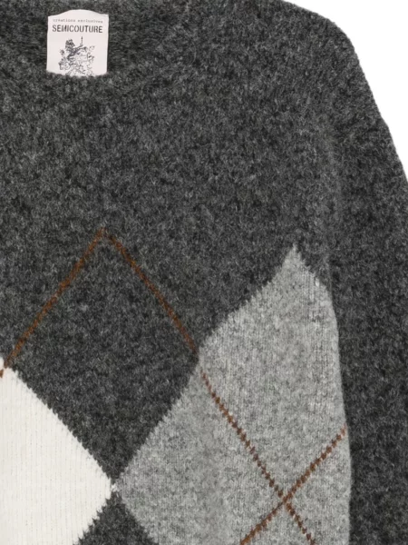 Pulover Semicouture cu model argyle gri