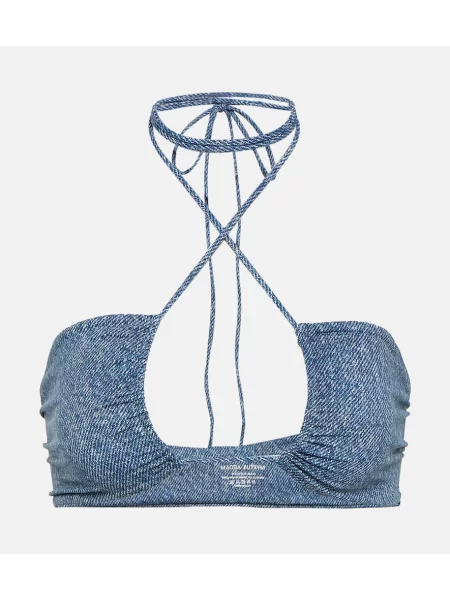 Bikini Magda Butrym cu imagine cu gât halter albastru