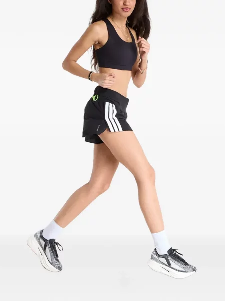 Lung tricou Adidas cu glugă cu dungi negru