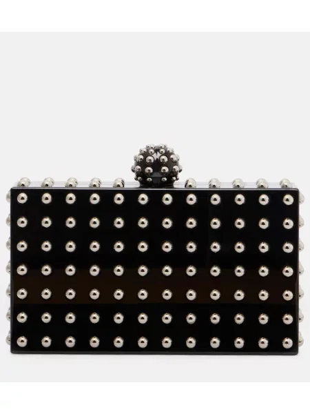 Pisemska torbica Aquazzura z žeblji črna