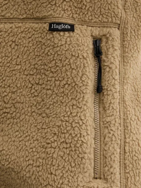 Флисовый однотонный свитер Haglofs с капюшоном зеленый