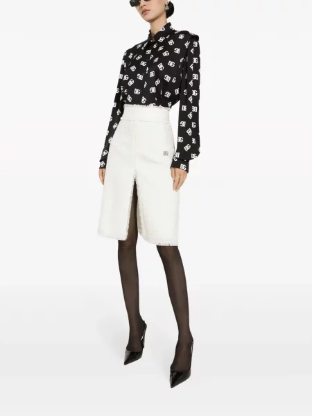Juosmuo sijonas Dolce & Gabbana tvido balta