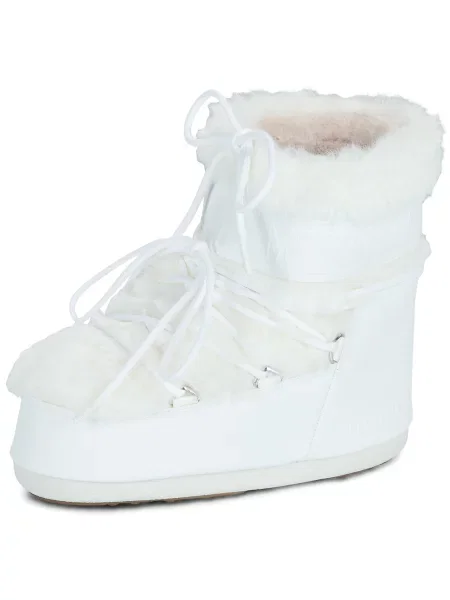 Cizme Moon Boot de lână alb