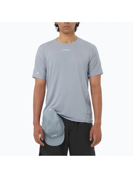 Мъжка тениска за бягане Salomon Sense Aero SS Tee GFX trade winds сиво
