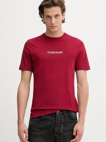 Тениска Guess Jeans с апликация синьо