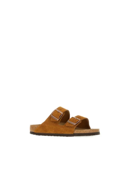Klapki Birkenstock skórzane brązowe
