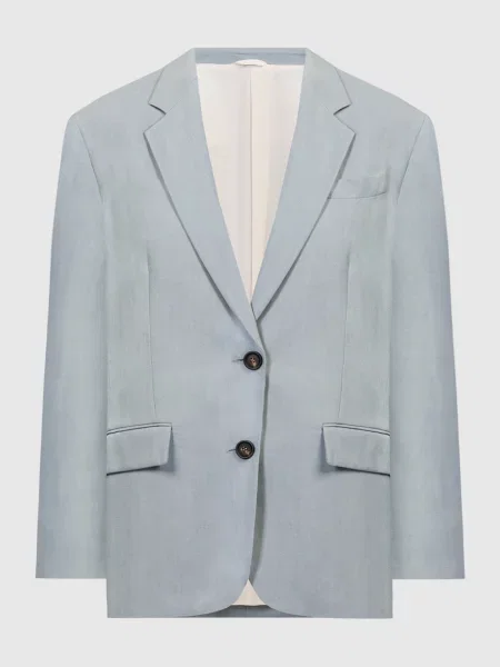 Жакет з льоном з ланцюжком моніль Brunello Cucinelli блакитний