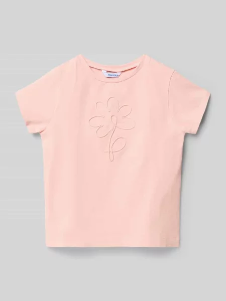 T-shirt z kwiatowym przeszyciem Mayoral różowa