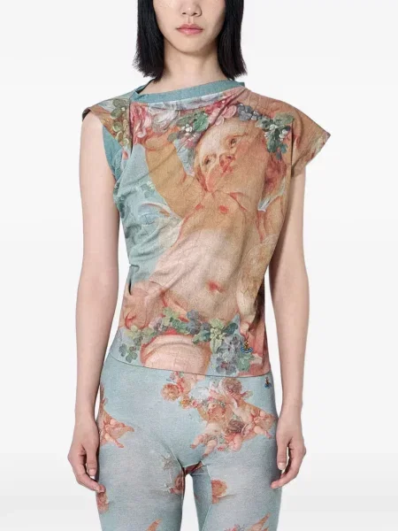 Top Vivienne Westwood fără mâneci cu imagine albastru